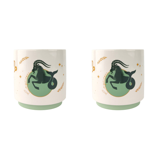 2x Urban Capricorn Zodiac 13cm Ceramic Planter Pot Small - Green