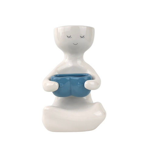 Urban 20cm Kinky Lady Person Holding Pot Ceramic Planter - Blue