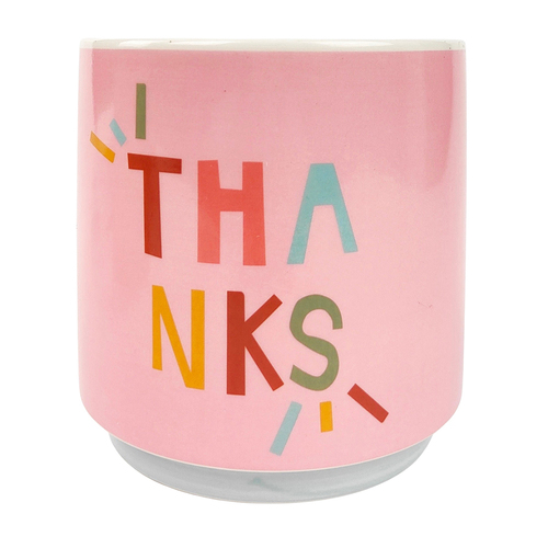 Urban 13cm Funky Quote Thanks Ceramic Planter Garden Plant Pot - Pink