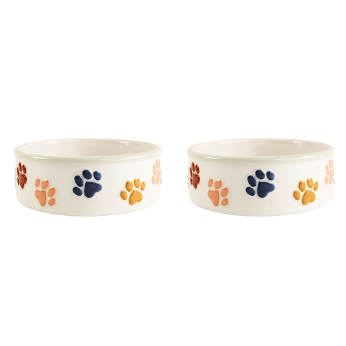 2x Urban 15cm Ceramic Perfect Paws Pets/Dog Feeding Bowl