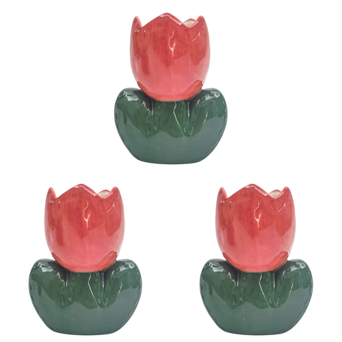 3PK Urban Tulip Vase Red 14cm Decorative Home Kitchen/Lounge Decor