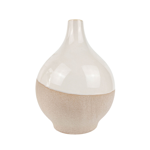 Urban Preston 20cm Ceramic Flower Vase Medium - White/Beige