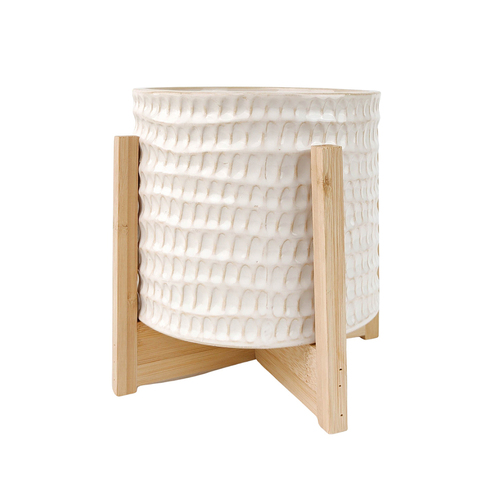 Urban 16.7cm Everly Planter on Legs Medium - White/Natural