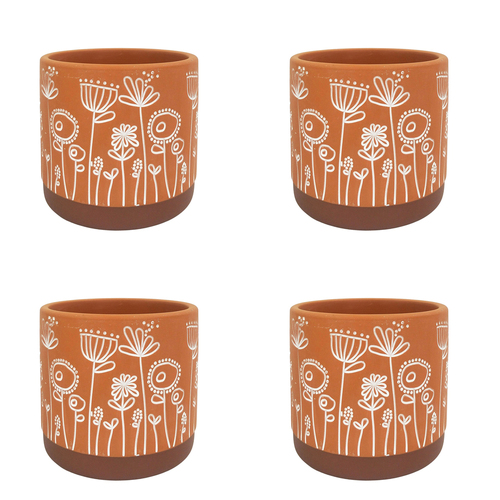 4x Urban Bree 11cm Ceramic Planter Flower Pot Small - Terracotta