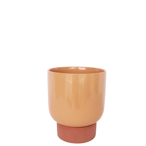 Urban Prim Tall 24cm Ceramic Planter w/ Saucer Large - Peach/Terracotta