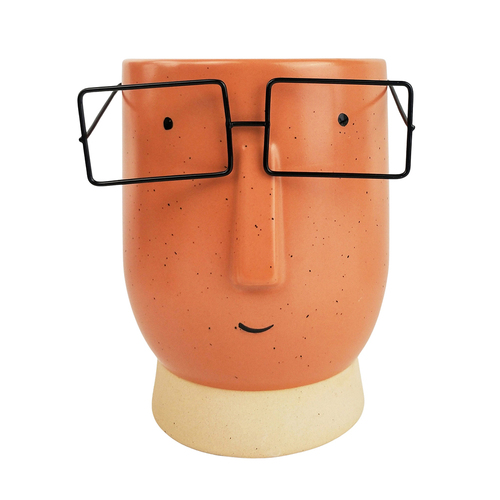 Urban 15cm Blake w/ Glasses Tall Ceramic Planter Garden Plant Pot - Terracota