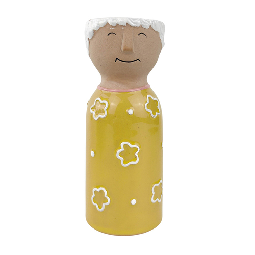 Urban 18cm Grandma Tall Ceramic Planter Garden Plant Pot - Yellow