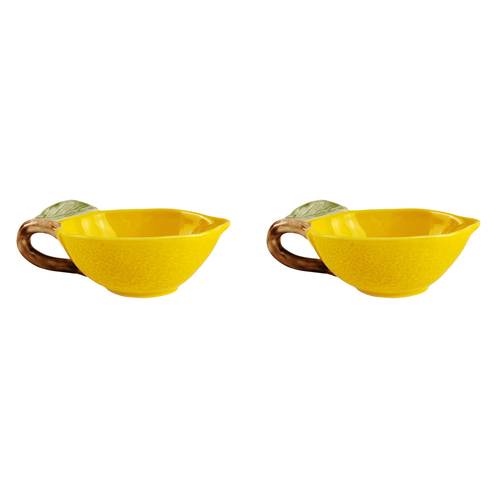 2x Urban Ceramic 19cm Lemon Dish Bowl w/ Handle Home Decor - Yellow