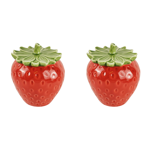 2x Urban 13cm Ceramic Strawberry Jar Snacks/Treats Container - Red