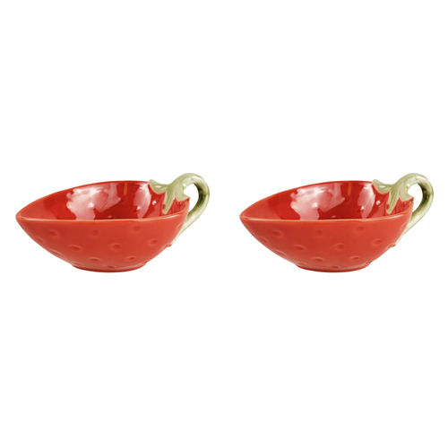 2x Urban Ceramic 17cm Lemon Strawberry Bowl w/ Handle Home Decor - Red