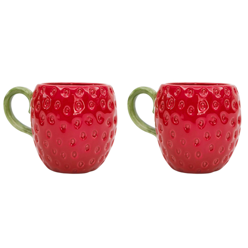 2PK Urban Strawberry Mug Red 10cm Home Kitchen Decor Drinkware