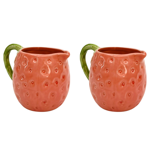 2PK Urban Strawberry Jug Pink 15cm Serveware Home Kitchen Decor