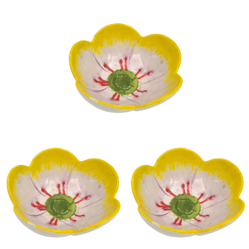 3PK Urban Ella Bowl Yellow 12cm Decorative Home Kitchen/Lounge Decor