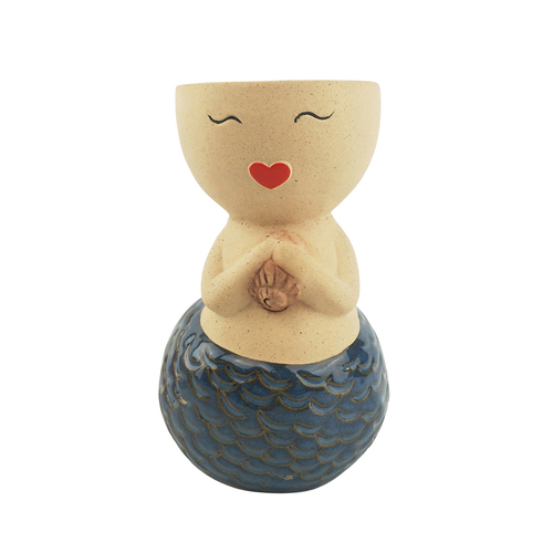 Urban Mermaid 15cm Ceramic Planter Ornament Display Pot - Blue