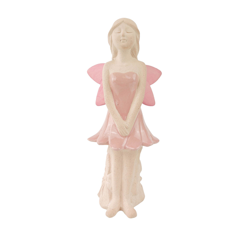 Urban 18cm Ceramic Fairy Standing Statue Garden Ornament Decor - Pink