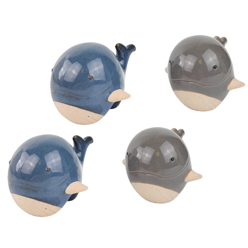 4x Urban 8cm Whale Ceramic Pot Hanger Garden Decor - Assorted