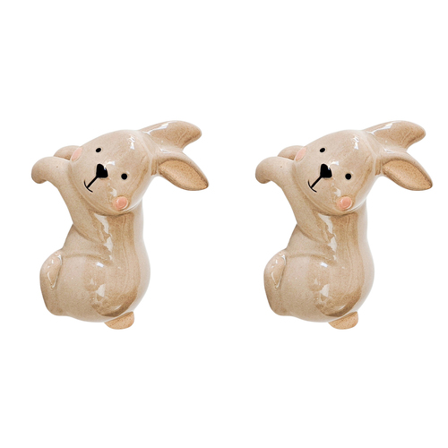 2PK Urban Products Rabbit Pot Home Decor Hanger Grey 9cm