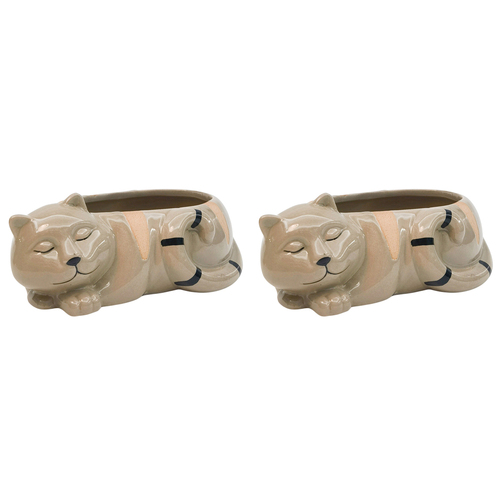 2PK Urban Cat Planter Bisque 7cm Home Decorative Garden Decor