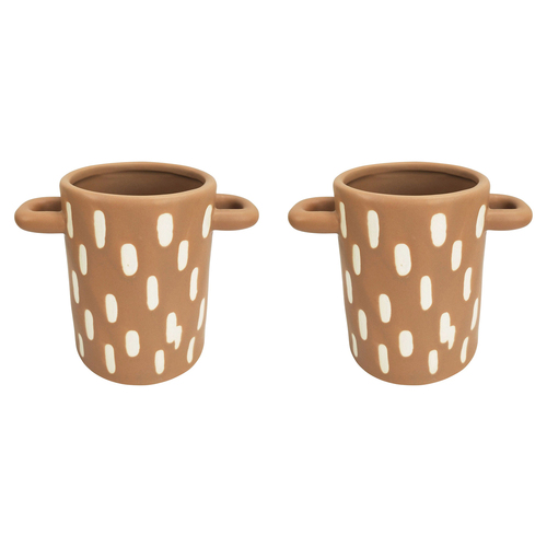 2x Urban Lydia 13.5cm Ceramic Planter Pot Medium - Beige