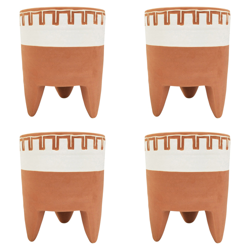 4x Urban Kendall 18cm Ceramic Planter w/ Legs Pot Large - Orange/White