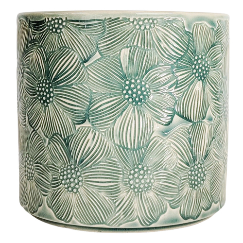 Urban Products Etched Flower Planter Turquoise 17cm