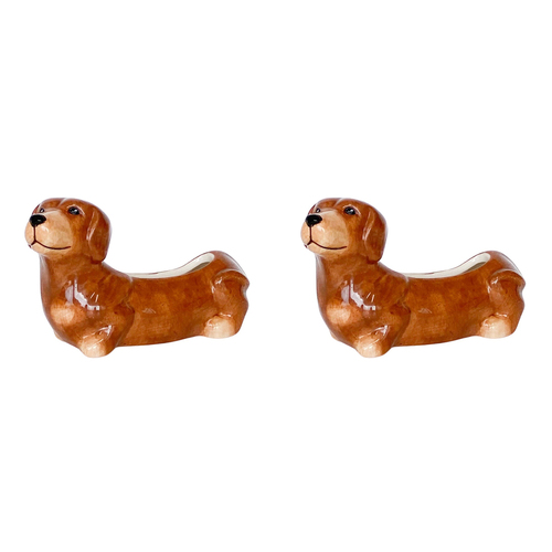 2PK Urban Products Cute Dachshund Planter Box Brown 20cm