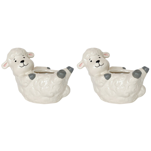 2PK Urban Products Reclining Sheep Planter White 17cm