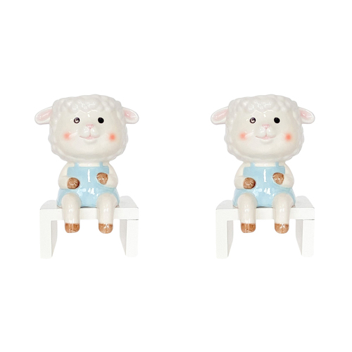 2PK Urban Products Sitting Sheep Planter White Light Blue