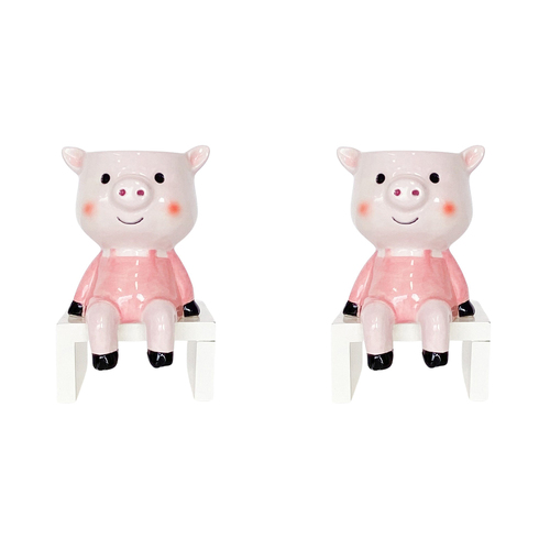 2PK Urban Products Sitting Pig Planter Light Pink Pink 14cm