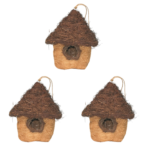 3PK Urban HUSK Hanging Birdhouse Brown 26cm Home Decor Garden Ornament