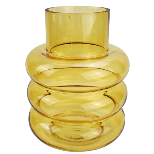 Urban Tommy 22cm Ring Glass Flower Vase Medium - Amber