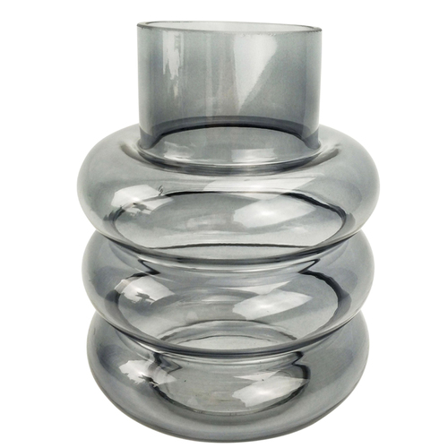 Urban Tommy Ring 22cm Glass Flower Vase Medium - Steel 