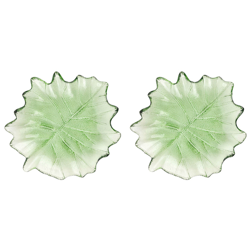 2PK Urban Tommy 18.5cm Glass Leaf Dish Home Decorative Plate - Sage