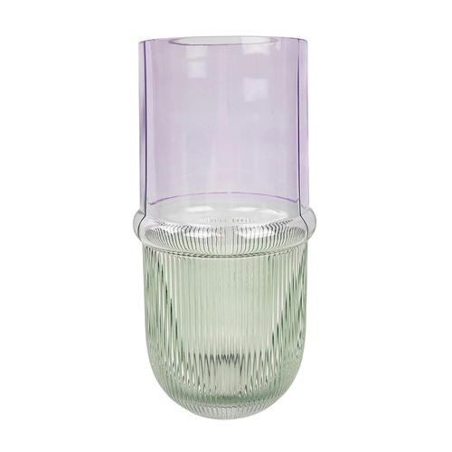 Urban Tommy Deco Ombre 25cm Glass Flower Vase - Sage/Lilac