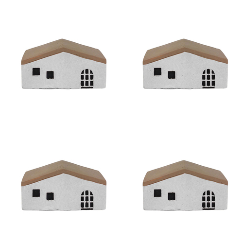 4x Urban Jonah House 12cm Concrete Ornament Home Decor Long - White