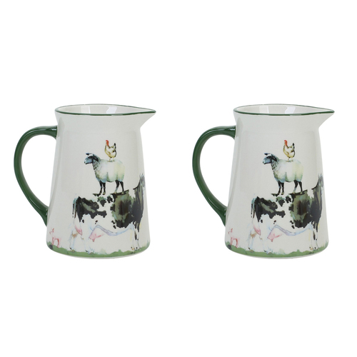 2PK Urban Farm Yard Jug Green 15cm Serveware Home Kitchen Decor