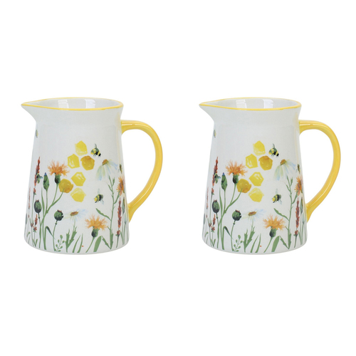 2PK Urban Bee Meadow Jug Yellow 15cm Serveware Home Kitchen Decor