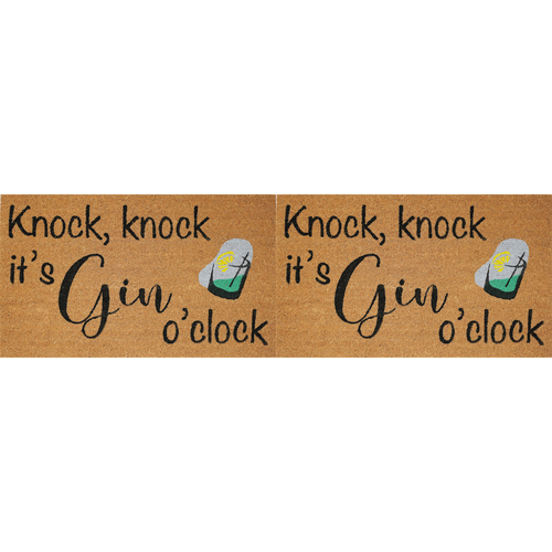 2x Urban 45x75cm Gin OClock Coir Doormat Home Rug - Black