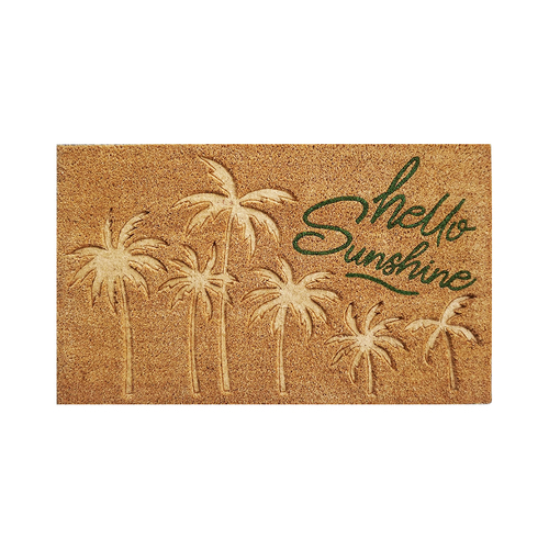 Urban 45x75cm Hello Sunshine Coir Doormat Home Carpet Door Rug - Brown 