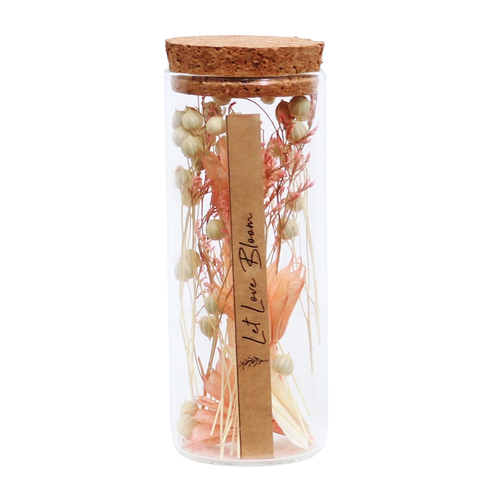 Urban Dried Floral Let Love Bloom 13cm Glass Flower Jar - Pink