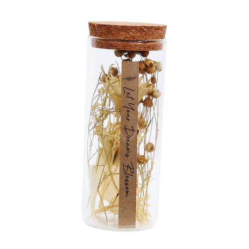 Urban Dried Floral Let Your Dreams Blossom 13cm Glass Jar - Natural