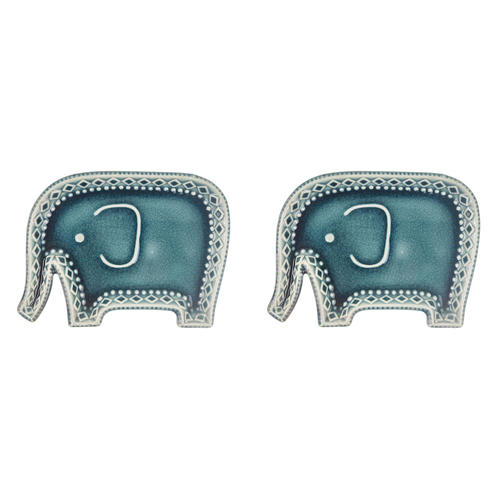 2x Urban 20cm Ceramic Elephant Dish Home Decor Display - Navy