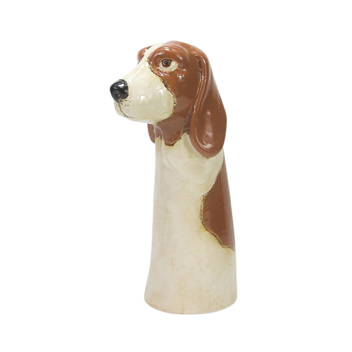 Urban Products 27cm Ceramic Brown Dog Vase Home Decor - White/Brown