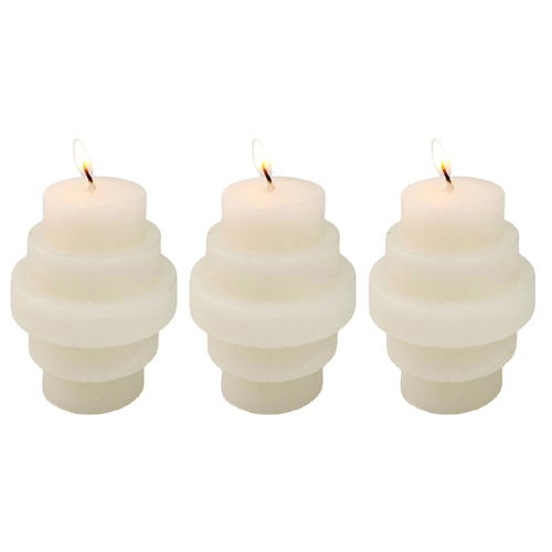 3x Urban Stacked 6.5cm Vanilla Scented Candle Home Fragrance - Cream