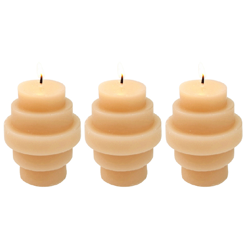 3x Urban Stacked 6.5cm Vanilla Scented Candle Home Fragrance - Honey