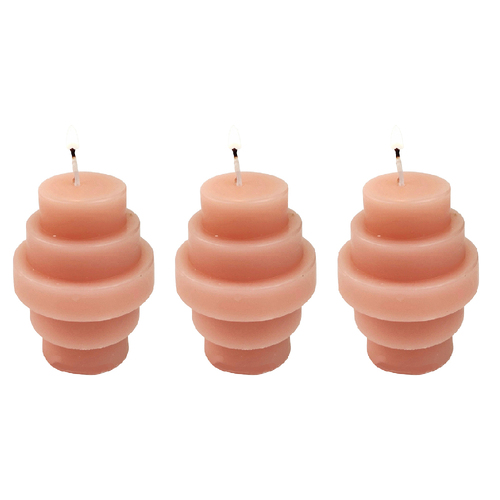 3x Urban Stacked 6.5cm Vanilla Scented Candle Home Fragrance - Rose