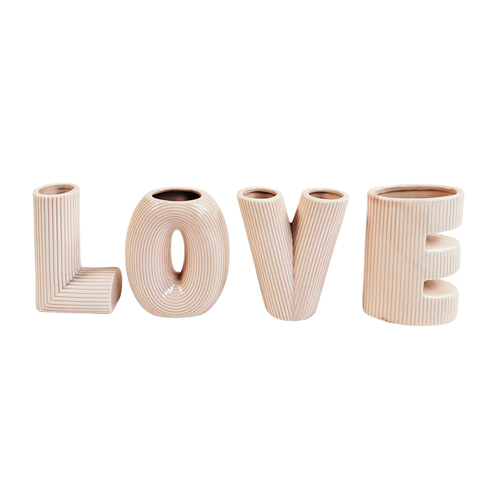 4pc Urban Love Letter 9.5cm Ceramic Flower Vase - Pink