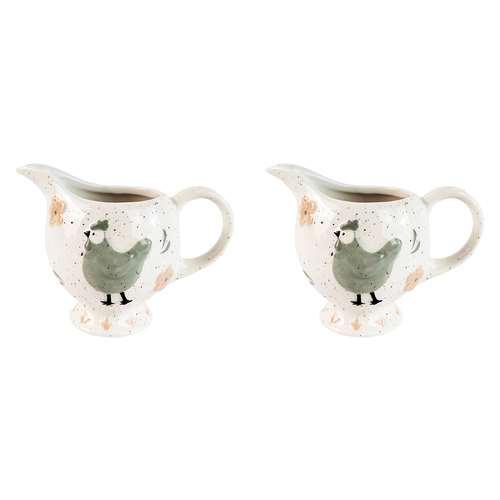 2x Urban Country Chicken 10.5cm Ceramic Jug/Utensil Holder - White