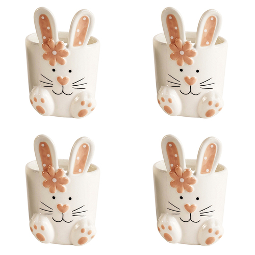 4x Urban 11cm Country Bunny Pot Home/Garden Decor Sage/Pink - Assorted