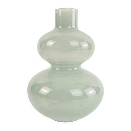 Urban Jasyln 18cm Frosted Double Ring Glass Flower Vase - Sage